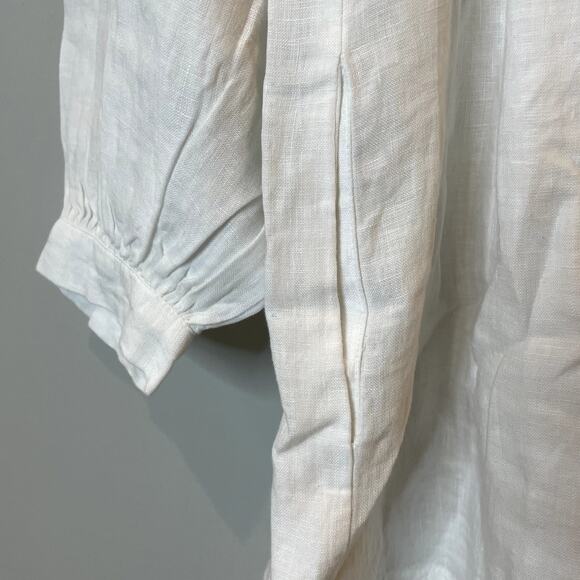 J.Crew Gathered Popover Dress Mini Linen Long Sleeve Beach Holiday CJ500 White M - Picture 6 of 16